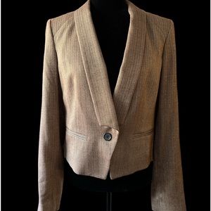 ANNE KLEIN - Cropped Brown Blazer w/Gold Thread Accent - Size 8 -